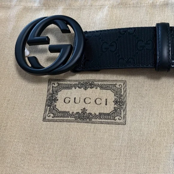 Gucci Black GG Embossed Belt